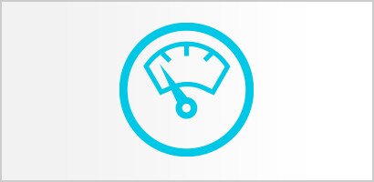 Circular cyan icon of a weighing scale dial with the needle indicating low weight.
